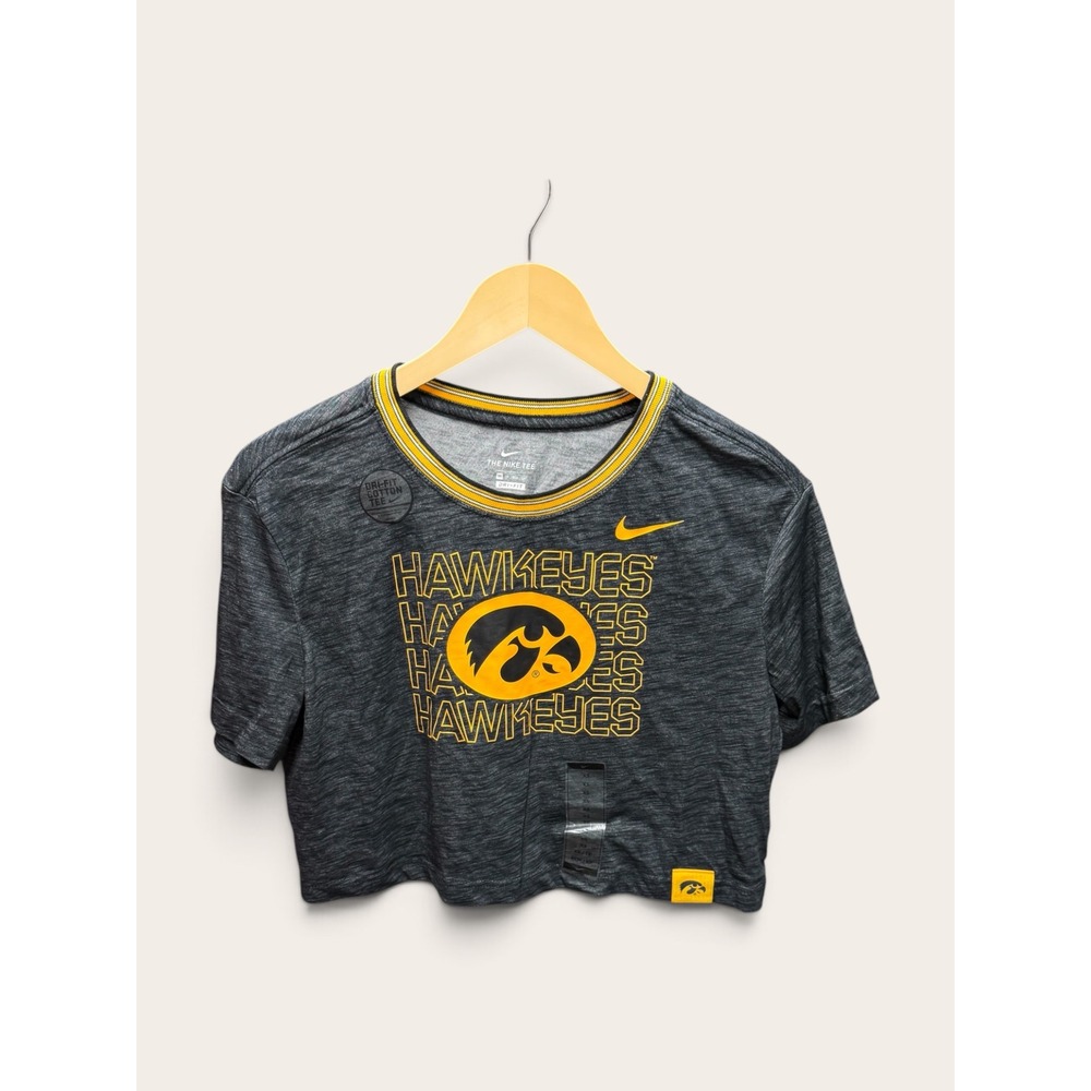 Nike Iowa Hawkeyes Womens XS Dri-FIT Crop Top T-Shirt Grey Heather NWT